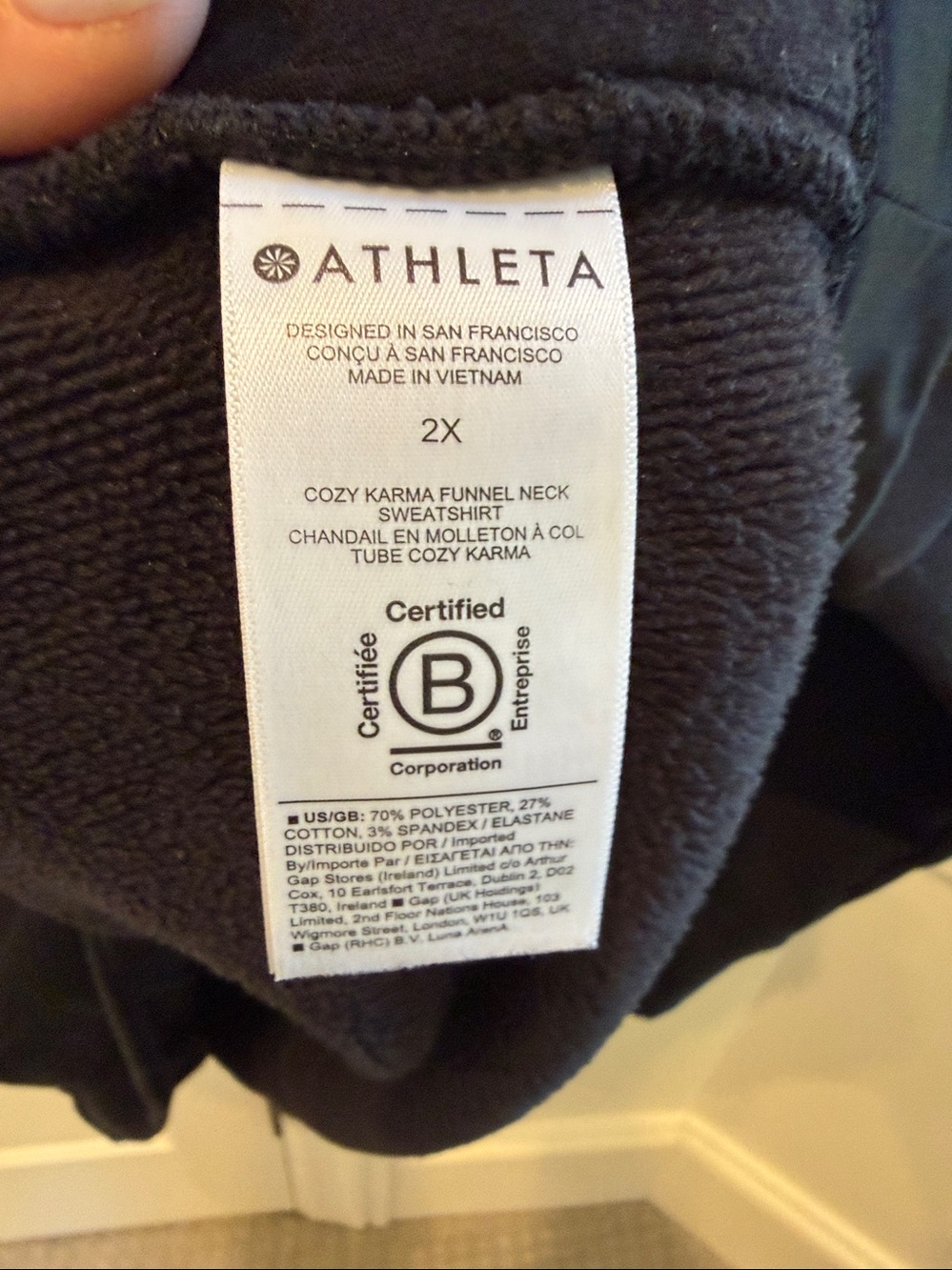 Athleta Black Cozy Karma Funnel Neck Sweatshirt Size 2X - Picture 5 of 5